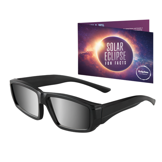 EclipSee Solar Eclipse Glasses Approved Plastic Solar Eclipse Viewing Glasses - CE & ISO Certified Solar Eclipse Glasses, Solar Eclipse Sunglasses for Kids & Adults - Black - Available in 1, 3, Or 5 pack