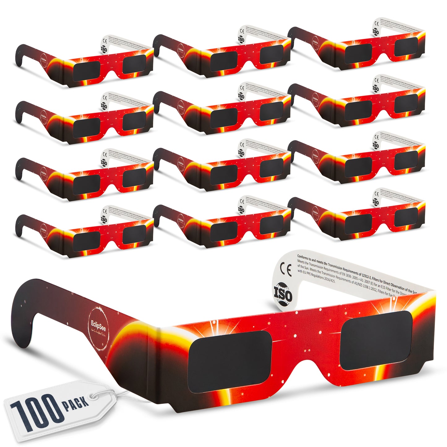 EclipSee Solar Eclipse Glasses Approved Paper Solar Eclipse Sunglasses - CE & ISO Certified Solar Eclipse Glasses, Solar Eclipse Viewing Glasses for Kids & Adults