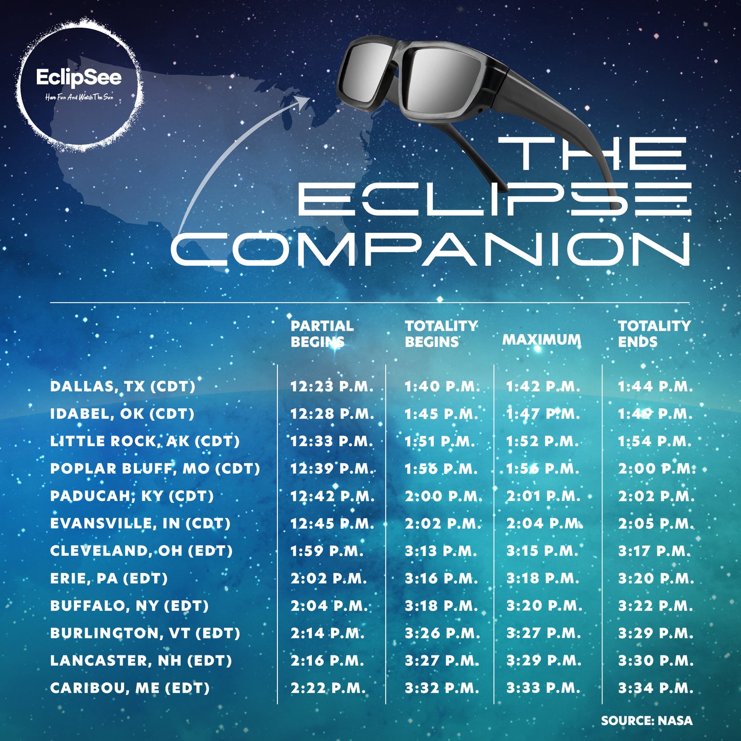 EclipSee Solar Eclipse Glasses Approved Plastic Solar Eclipse Viewing Glasses - CE & ISO Certified Solar Eclipse Glasses, Solar Eclipse Sunglasses for Kids & Adults - Black - Available in 1, 3, Or 5 pack