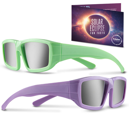 EclipSee Solar Eclipse Glasses Approved Plastic Solar Eclipse Viewing Glasses - CE & ISO Certified Solar Eclipse Glasses, Solar Eclipse Sunglasses for Kids & Adults - 2 Pack
